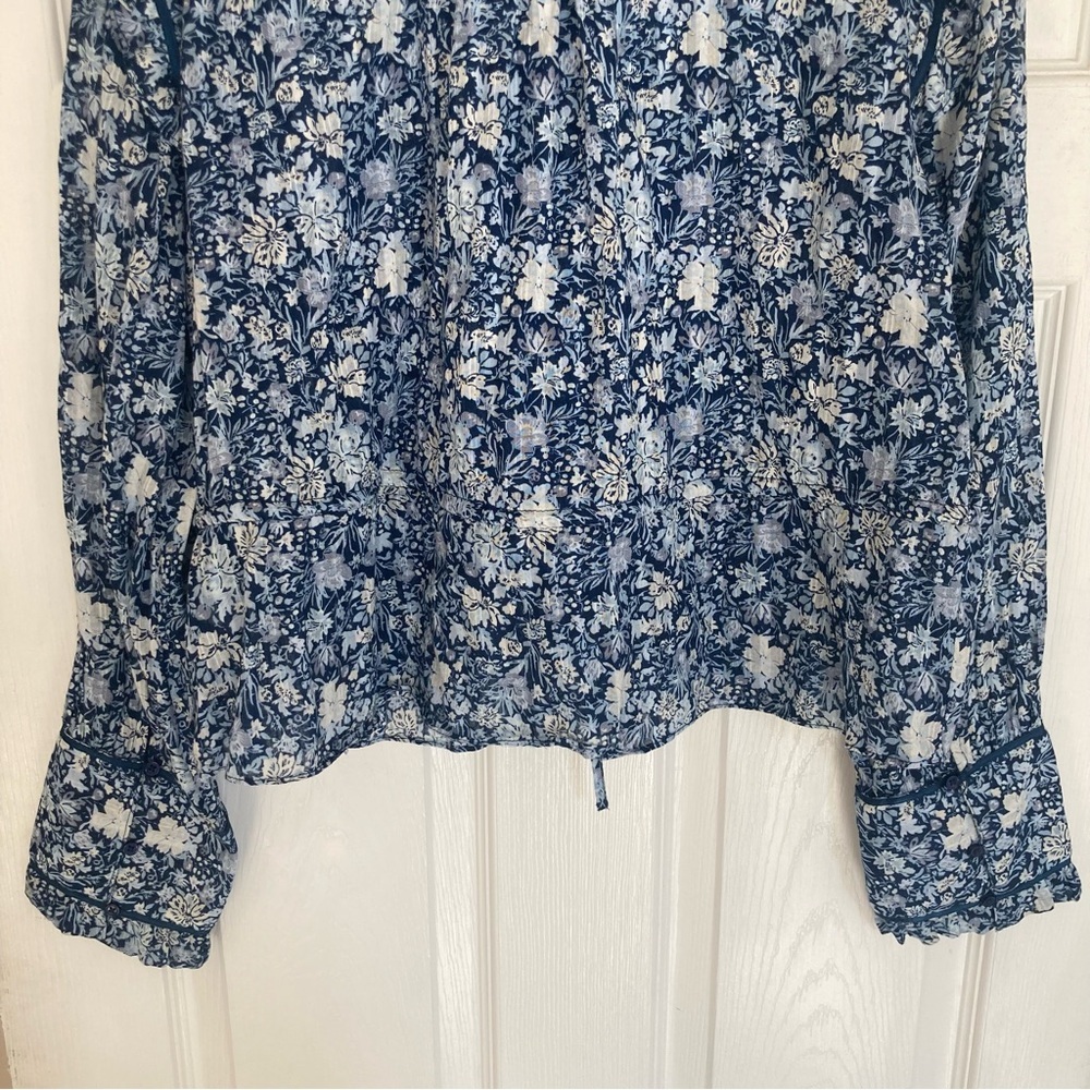 Free People Daybreak Printed Cotton Blouse in Chambray Combo Blue, Size M, NWOT - Picture 12 of 16